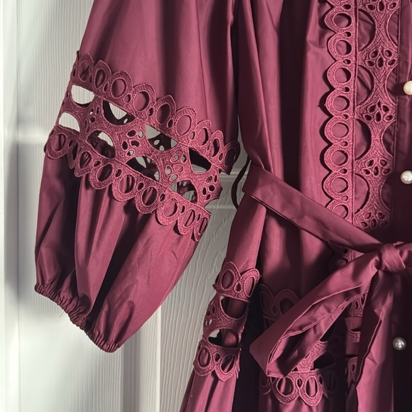 FAR FROM OVER 100% COTTON PLUM EYELET MINI DRESS Entro Size Medium - Picture 5 of 5